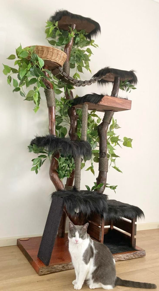 Cat tree made from real branch. Cat scratcher, cat furniture 