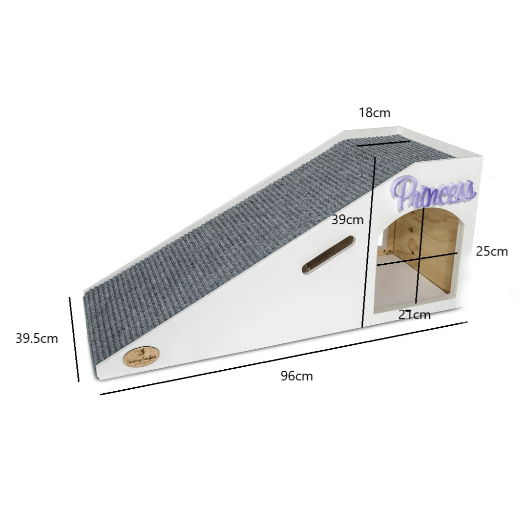 Photo of the Sleek Couch Ramp with measurements. Dog ramp suitable for couch. 